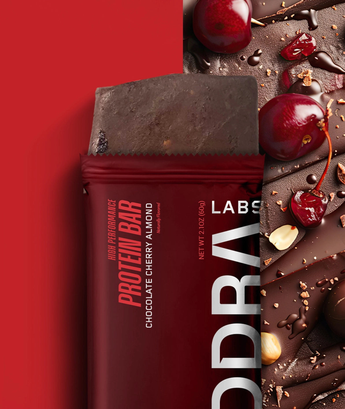 Addra Chocolate Cherry Almond Protein Bar Close up